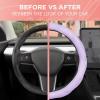 imagePink Holo Bling Steering Wheel Cover Standard 15 Inch Size Fits Most Vehicles Cute Shiny Crackle Car Steering Cover with Holographic Foil Glitter Like Detail Car Accessories for WomenPurple Stitched