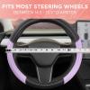 imagePink Holo Bling Steering Wheel Cover Standard 15 Inch Size Fits Most Vehicles Cute Shiny Crackle Car Steering Cover with Holographic Foil Glitter Like Detail Car Accessories for WomenPurple Sequin Bling