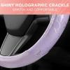 imagePink Holo Bling Steering Wheel Cover Standard 15 Inch Size Fits Most Vehicles Cute Shiny Crackle Car Steering Cover with Holographic Foil Glitter Like Detail Car Accessories for WomenPurple Holo Bling