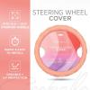 imagePink Holo Bling Steering Wheel Cover Standard 15 Inch Size Fits Most Vehicles Cute Shiny Crackle Car Steering Cover with Holographic Foil Glitter Like Detail Car Accessories for WomenCoral Pink Stitched