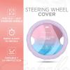 imagePink Holo Bling Steering Wheel Cover Standard 15 Inch Size Fits Most Vehicles Cute Shiny Crackle Car Steering Cover with Holographic Foil Glitter Like Detail Car Accessories for WomenPurple Stitched