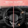 imagePink Holo Bling Steering Wheel Cover Standard 15 Inch Size Fits Most Vehicles Cute Shiny Crackle Car Steering Cover with Holographic Foil Glitter Like Detail Car Accessories for WomenRose Gold Quilted
