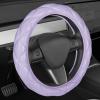 imagePink Holo Bling Steering Wheel Cover Standard 15 Inch Size Fits Most Vehicles Cute Shiny Crackle Car Steering Cover with Holographic Foil Glitter Like Detail Car Accessories for WomenPurple Stitched