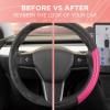 imagePink Holo Bling Steering Wheel Cover Standard 15 Inch Size Fits Most Vehicles Cute Shiny Crackle Car Steering Cover with Holographic Foil Glitter Like Detail Car Accessories for WomenPink Sequin Bling