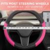 imagePink Holo Bling Steering Wheel Cover Standard 15 Inch Size Fits Most Vehicles Cute Shiny Crackle Car Steering Cover with Holographic Foil Glitter Like Detail Car Accessories for WomenPink Sequin Bling