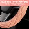 imagePink Holo Bling Steering Wheel Cover Standard 15 Inch Size Fits Most Vehicles Cute Shiny Crackle Car Steering Cover with Holographic Foil Glitter Like Detail Car Accessories for WomenCoral Pink Stitched
