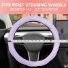 imagePink Holo Bling Steering Wheel Cover Standard 15 Inch Size Fits Most Vehicles Cute Shiny Crackle Car Steering Cover with Holographic Foil Glitter Like Detail Car Accessories for WomenPurple Stitched