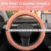 imagePink Holo Bling Steering Wheel Cover Standard 15 Inch Size Fits Most Vehicles Cute Shiny Crackle Car Steering Cover with Holographic Foil Glitter Like Detail Car Accessories for WomenCoral Pink Stitched