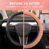 imagePink Holo Bling Steering Wheel Cover Standard 15 Inch Size Fits Most Vehicles Cute Shiny Crackle Car Steering Cover with Holographic Foil Glitter Like Detail Car Accessories for WomenCoral Pink Stitched