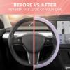 imagePink Holo Bling Steering Wheel Cover Standard 15 Inch Size Fits Most Vehicles Cute Shiny Crackle Car Steering Cover with Holographic Foil Glitter Like Detail Car Accessories for WomenPurple Holo Bling