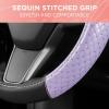imagePink Holo Bling Steering Wheel Cover Standard 15 Inch Size Fits Most Vehicles Cute Shiny Crackle Car Steering Cover with Holographic Foil Glitter Like Detail Car Accessories for WomenPurple Sequin Bling