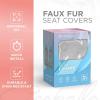 imageSheepskin Car Seat Covers for Women 2Pack Faux Fur Car Seat Covers Front Seats Only Cute Automotive Seat Covers For Cars for Women Car Accessories for Women Soft PinkGray Fur