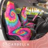 imageTurquoise Tropical Birds Car Seat Covers 2 Pack Birds ampamp Palm Leaves Front Seat Covers for Cars Trucks SUV Car Accessories for WomenRainbow TieDye