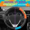 imageWarner Bros Scooby Doo Mystery Machine Van SUV Car Steering Wheel Cover  Standard Size 15quot  Fun Cute Interior Car Accessories Gift Ideas Cushioned Soft Comfortable Automotive Steering Wheel CoverCyan Orange and Black