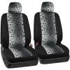 imagecarXS Leopard Print Car Seat Covers Full Set Includes Matching Seat Belt Pads and Steering Wheel Cover TwoTone Cheetah Print Gray Seat Covers for Cars for Women Car Seat Protector Interior CoversLeopard Gray