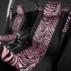 imagecarXS Leopard Print Car Seat Covers Full Set Includes Matching Seat Belt Pads and Steering Wheel Cover TwoTone Cheetah Print Gray Seat Covers for Cars for Women Car Seat Protector Interior CoversZebra Pink