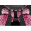 imagecarXS Leopard Print Car Seat Covers Full Set Includes Matching Seat Belt Pads and Steering Wheel Cover TwoTone Cheetah Print Gray Seat Covers for Cars for Women Car Seat Protector Interior CoversLeopard Hot Pink