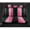 imagecarXS Leopard Print Car Seat Covers Full Set Includes Matching Seat Belt Pads and Steering Wheel Cover TwoTone Cheetah Print Gray Seat Covers for Cars for Women Car Seat Protector Interior CoversLeopard Hot Pink