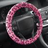 imagecarXS Leopard Print Car Seat Covers Full Set Includes Matching Seat Belt Pads and Steering Wheel Cover TwoTone Cheetah Print Gray Seat Covers for Cars for Women Car Seat Protector Interior CoversLeopard Hot Pink