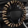imagecarXS Leopard Print Car Seat Covers Full Set Includes Matching Seat Belt Pads and Steering Wheel Cover TwoTone Cheetah Print Gray Seat Covers for Cars for Women Car Seat Protector Interior CoversZebra Beige
