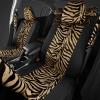 imagecarXS Leopard Print Car Seat Covers Full Set Includes Matching Seat Belt Pads and Steering Wheel Cover TwoTone Cheetah Print Gray Seat Covers for Cars for Women Car Seat Protector Interior CoversZebra Beige