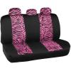 imagecarXS Leopard Print Car Seat Covers Full Set Includes Matching Seat Belt Pads and Steering Wheel Cover TwoTone Cheetah Print Gray Seat Covers for Cars for Women Car Seat Protector Interior CoversZebra Hot Pink