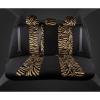 imagecarXS Leopard Print Car Seat Covers Full Set Includes Matching Seat Belt Pads and Steering Wheel Cover TwoTone Cheetah Print Gray Seat Covers for Cars for Women Car Seat Protector Interior CoversZebra Beige