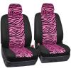 imagecarXS Leopard Print Car Seat Covers Full Set Includes Matching Seat Belt Pads and Steering Wheel Cover TwoTone Cheetah Print Gray Seat Covers for Cars for Women Car Seat Protector Interior CoversZebra Hot Pink