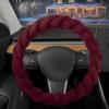 imageAspen Black Fuzzy Steering Wheel Cover for Women  Cute and Stylish Fluffy Fur Steering Wheel Cover for Cars Trucks Vans SUVs Universal Fit for Wheel Sizes 145 to 155 inchesRed