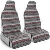 imageBDK Baja Saddle Blanket Car Seat Covers Full Set with Matching Steering Wheel Cover  Woven Saddle Blanket Seat Covers Mexican Blanket Seat Covers for Front ampamp Back Bench  Fits Most Car Truck ampamp SUVBlack Pattern