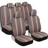 imageBDK Baja Saddle Blanket Car Seat Covers Full Set with Matching Steering Wheel Cover  Woven Saddle Blanket Seat Covers Mexican Blanket Seat Covers for Front ampamp Back Bench  Fits Most Car Truck ampamp SUVMulti Color