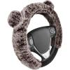 imageBDK Bear Fur Plush Steering Wheel Cover  Cute Faux Wool Protector for Women Girls Fits Wheels 14515 inch Gray  with EarsBrown with Ears
