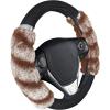 imageBDK Bear Fur Plush Steering Wheel Cover  Cute Faux Wool Protector for Women Girls Fits Wheels 14515 inch Gray  with EarsBrown with Glitter