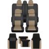imageBDK Beige Faux Leather Car Seat Covers Full Set with Matching Carpet Car Floor Mats  Universal Front ampamp Back Bench Car Seat Protector ampamp Car Mats Full Set for SUV ampamp Truck Automotive Interior LinerBeige