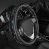 imageBDK Cute Iridescent Black Steering Wheel Cover for Women Standard 15 inch Size Sparkle Faux Leather Car Steering Wheel Cover for Truck Van SUV Auto