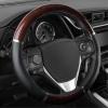 imageBDK Dark Wood Grain Car Steering Wheel Cover Standard 15 inch with Gray Faux Leather Grip Made to Fit Most Auto Truck Van SUVBlack  Dark Wood