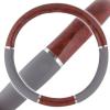 imageBDK Dark Wood Grain Car Steering Wheel Cover Standard 15 inch with Gray Faux Leather Grip Made to Fit Most Auto Truck Van SUVGray  Dark Wood