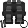 imageBDK PolyPro Car Seat Covers Full Set in Charcoal on Black with Steering Wheel Cover ampamp Seat Belt Pads  Front and Rear Split Bench Car Seat Cover Easy to Install Interior Covers for Auto Truck SUV
