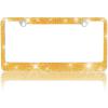 imageBDK Stainless Steel Yellow Gold Sparkly Sparkling Diamond Crystal Bling Premium License Plate Frame Metal Silver Rhinestone for Women Universal Size for Car Truck SUVGold