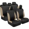 imageBDK UltraSleek Purple Seat Covers for Cars TwoTone Front Seat Covers with Matching Back Car Seat Cover Made to Fit Most Auto Truck Van SUV Interior Car Accessories Full SetBlackBeige