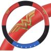 imageBDK Warner Bros DC Comics Wonder Woman Steering Wheel Cover  Car Accessories for Women Superhero Heroine Gift Ideas Original Red White Blue WonderWoman Logo Universal Standard Fit 145155 Inches