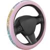 imageLeatherette Crystal Bling Steering Wheel Cover for Car SUV Glitter Sparkle Rhinestone Cute Car Accessories for Women Universal Fit Standard Size Fits 145quot15quot  Pink wRainbow BlingPink w Rainbow Bling