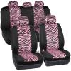 imagecarXS Leopard Print Car Seat Covers Full Set Includes Matching Seat Belt Pads and Steering Wheel Cover TwoTone Cheetah Print Gray Seat Covers for Cars for Women Car Seat Protector Interior CoversZebra Pink