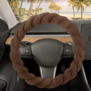 imageAspen Black Fuzzy Steering Wheel Cover for Women  Cute and Stylish Fluffy Fur Steering Wheel Cover for Cars Trucks Vans SUVs Universal Fit for Wheel Sizes 145 to 155 inchesBrown