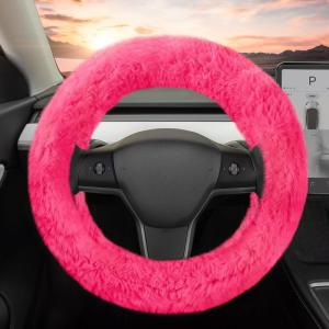 imageAspen Black Fuzzy Steering Wheel Cover for Women  Cute and Stylish Fluffy Fur Steering Wheel Cover for Cars Trucks Vans SUVs Universal Fit for Wheel Sizes 145 to 155 inchesHot Pink