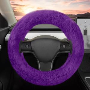 imageAspen Black Fuzzy Steering Wheel Cover for Women  Cute and Stylish Fluffy Fur Steering Wheel Cover for Cars Trucks Vans SUVs Universal Fit for Wheel Sizes 145 to 155 inchesPurple
