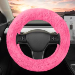 imageAspen Black Fuzzy Steering Wheel Cover for Women  Cute and Stylish Fluffy Fur Steering Wheel Cover for Cars Trucks Vans SUVs Universal Fit for Wheel Sizes 145 to 155 inchesPink