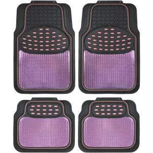 imageBDK 2 Tone Black ampamp Pink Floor Mats for Cars  Metallic Top Finish Car Mats for Women ampamp Heavy Duty Pink Car Accessories for Women  Cute Car Mats with AntiSlip Grip Girly Mats for Cars SUV ampamp VanPinkBlack