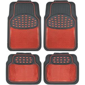 imageBDK 2 Tone Black ampamp Pink Floor Mats for Cars  Metallic Top Finish Car Mats for Women ampamp Heavy Duty Pink Car Accessories for Women  Cute Car Mats with AntiSlip Grip Girly Mats for Cars SUV ampamp VanRedBlack