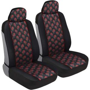 imageBDK Aztec Pattern Car Seat Covers for Front Seats 2Pack Geometric Print Front Seat Cover Set with Matching Headrest Sideless Design for Easy Installation Universal Fits Most Cars Trucks Vans SUVsRose Pattern